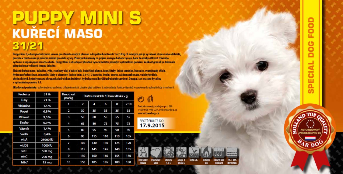 Bardog Super Prémium Puppy Mini S 31/21 balení: 1 kg