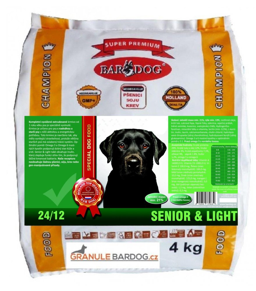 Bardog Super premium Senior & Light Hmotnost: 4 kg