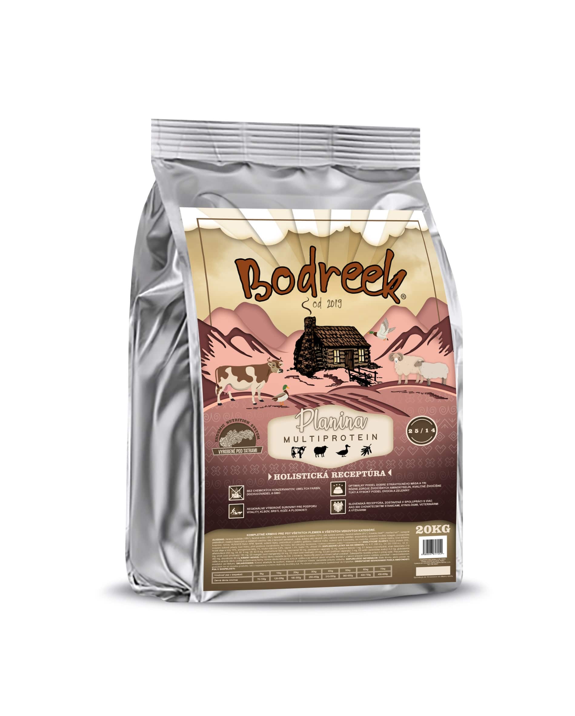 Holistické granule Bodreek Planina s rakytníkem Hmotnost: 20 kg