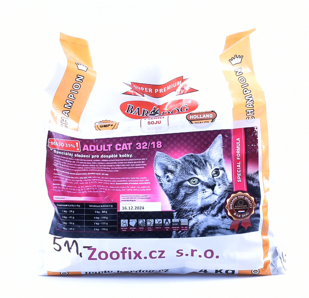 Bardog Cat Adult 32/18 Superprémiové balení: 4 kg