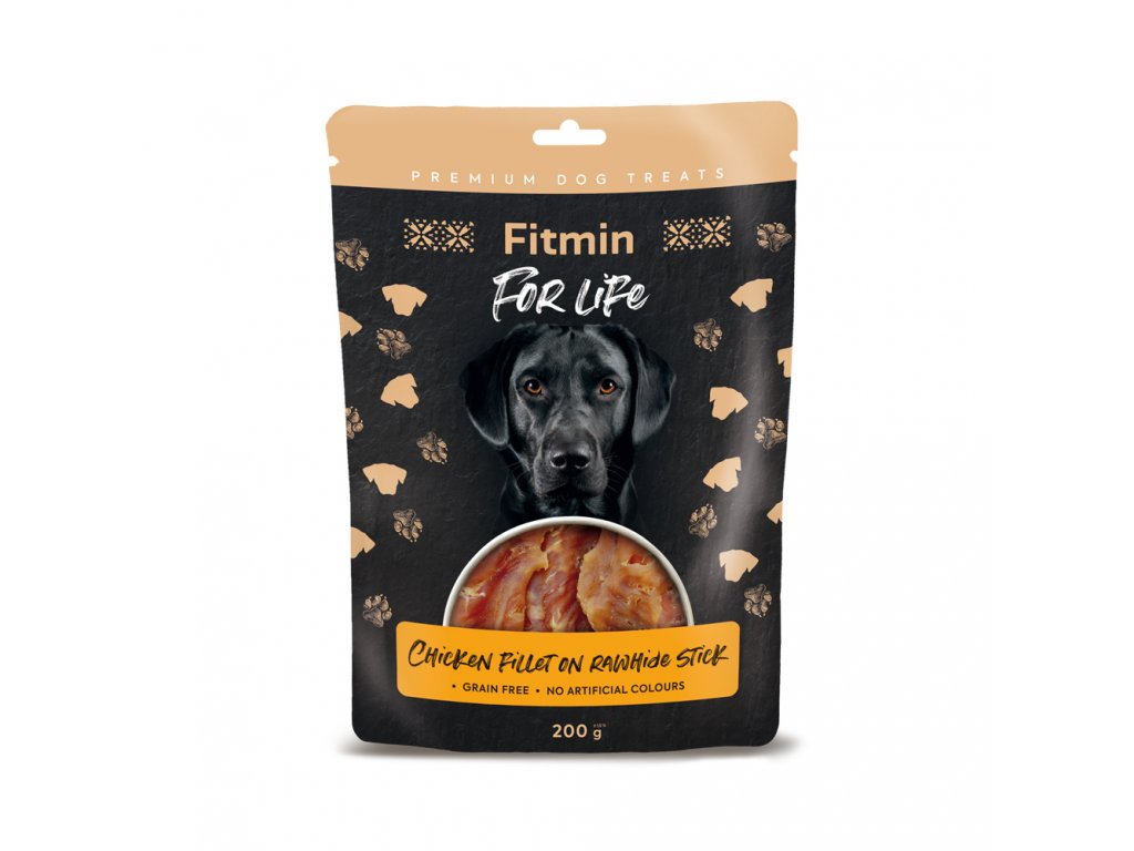 Fitmin FFL Chicken fillet on rawhide stick Kuřecí filet na buvolí tyčce 200g
