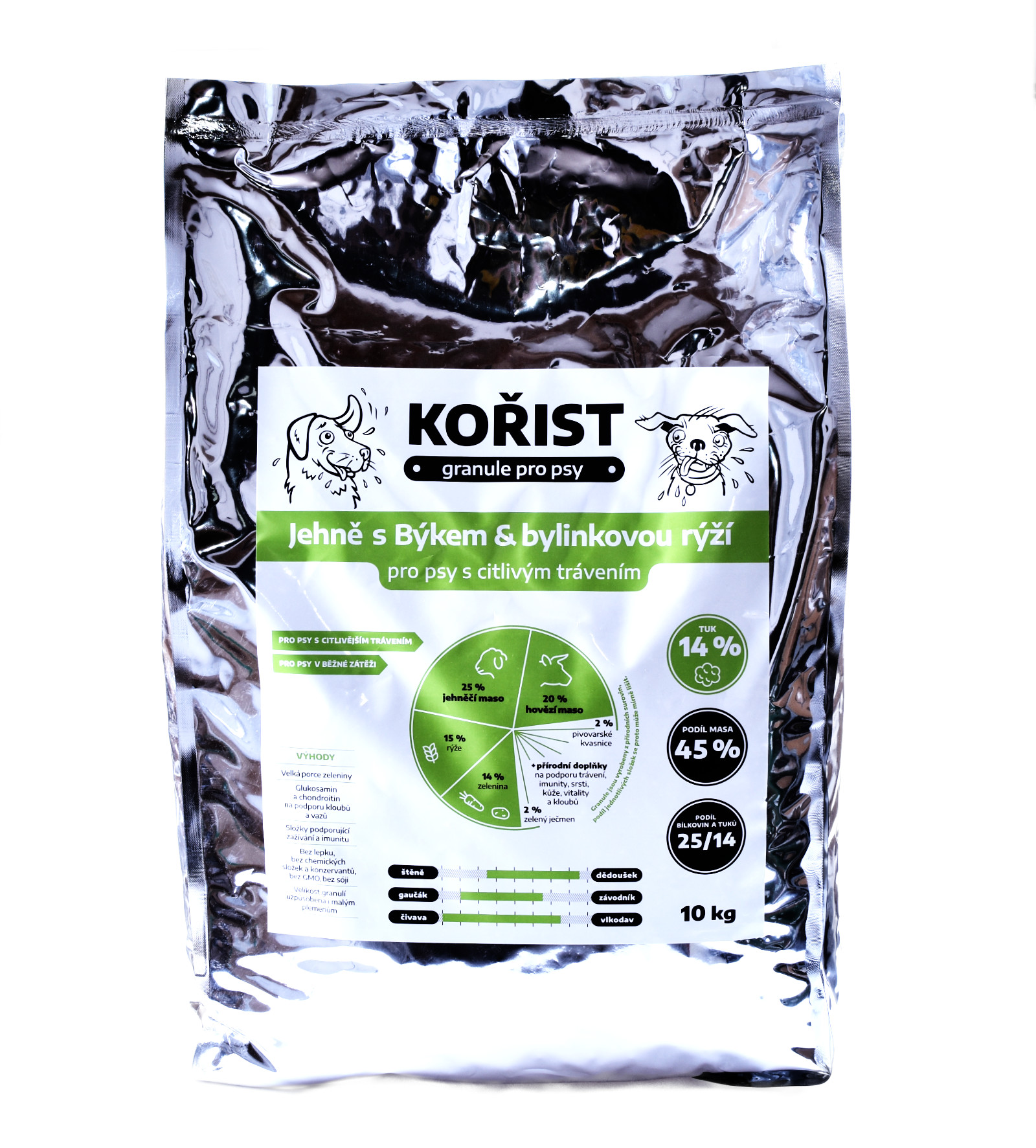 Kořist granule Jehně s Býkem a bylinkovou rýží 25/14 Hmotnost: 10 kg