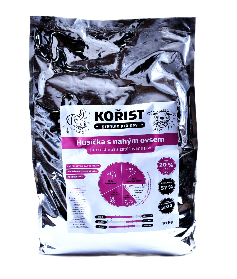 Kořist granule Husička s nahým ovsem 31/20 Hmotnost: 10 kg