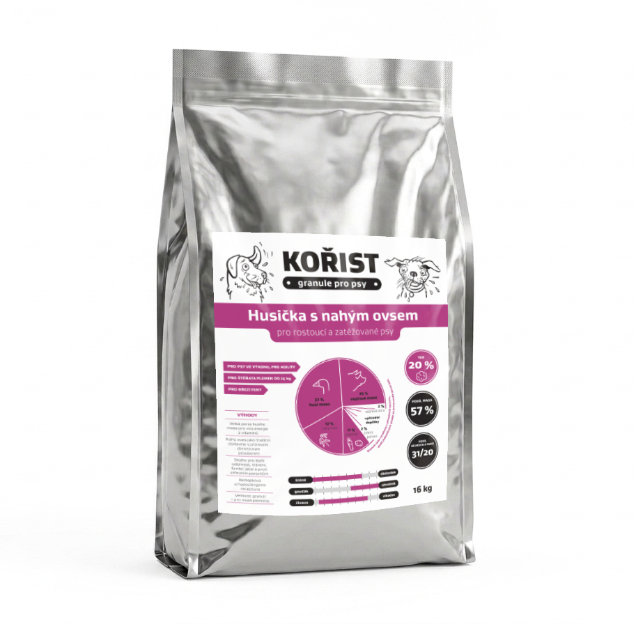 Kořist granule Husička s nahým ovsem 31/20 Hmotnost: 10 kg