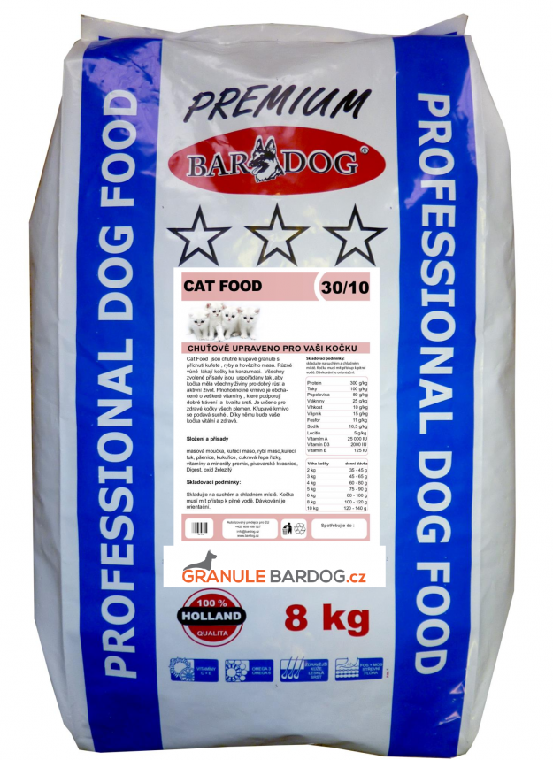 Bardog Premium Cat Food 30/10 balení: 8 kg