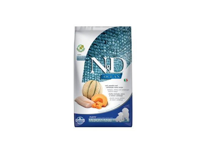 N&D OCEAN DOG Puppy M/L Codfish & Pumpkin& Melon 2,5kg