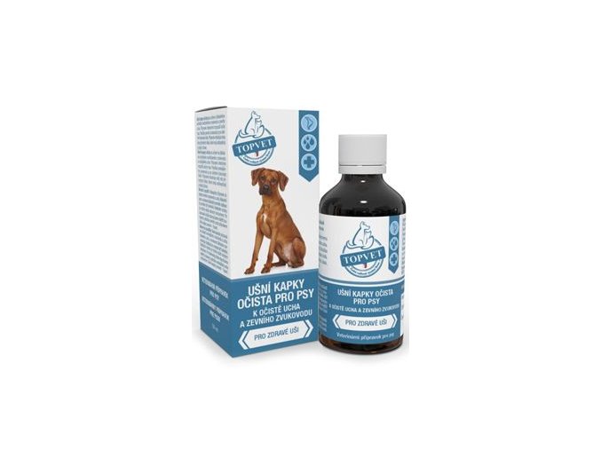 Ušní lihové kapky očista pro psy TOPVET 50ml