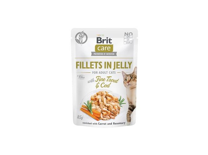 Brit Care Cat Fillets in Jelly with Trout&Cod 85g