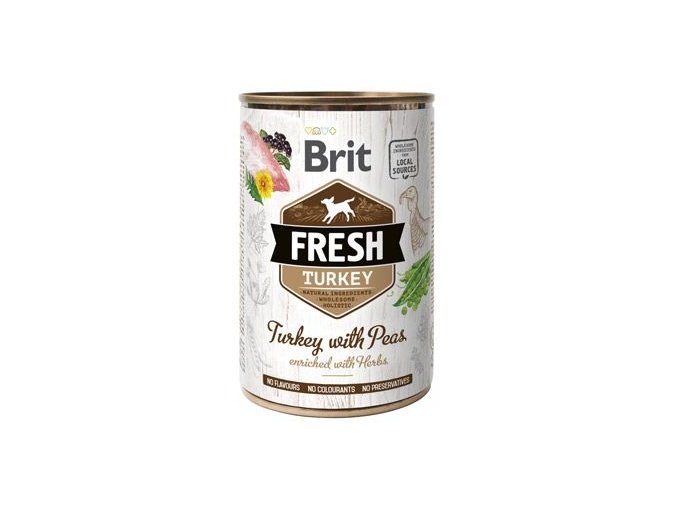 Brit Fresh Dog konz Turkey with Peas 400g