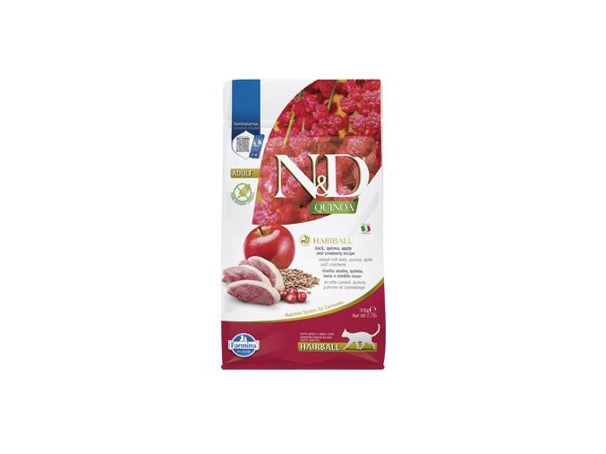 N&D Quinoa CAT Hairball Duck & Cranberry 300g