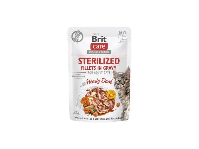 Brit Care Cat Fillets in Gravy Steril. Hearty Duck 85g