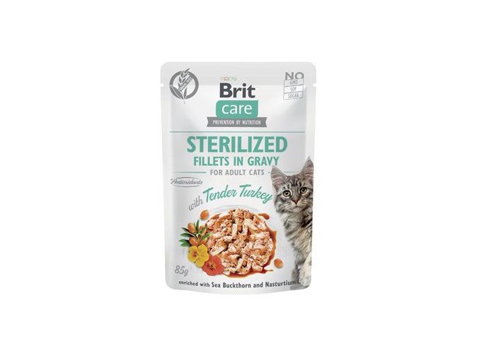Brit Care Cat Fillets in Gravy Steril. Tend.Turkey 85g