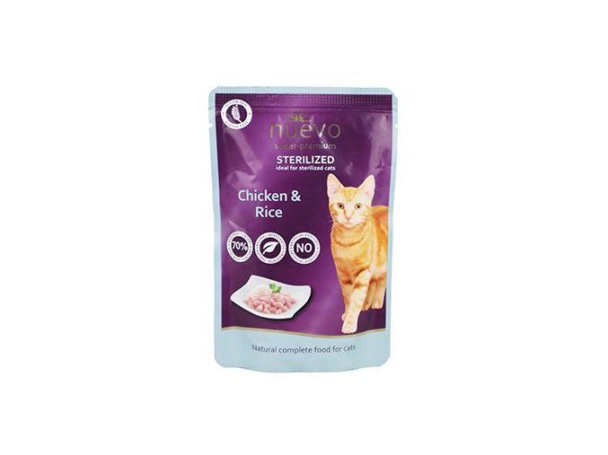 Nuevo kočka kapsa Sterilized Drůbeží s rýží 85g