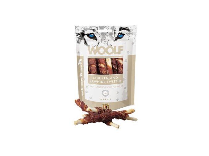 WOOLF Classic poch. Chicken and Rawhide Twister 100g