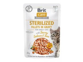 Brit Care Cat Fillets in Gravy Steril. Salmon&Tuna 85g