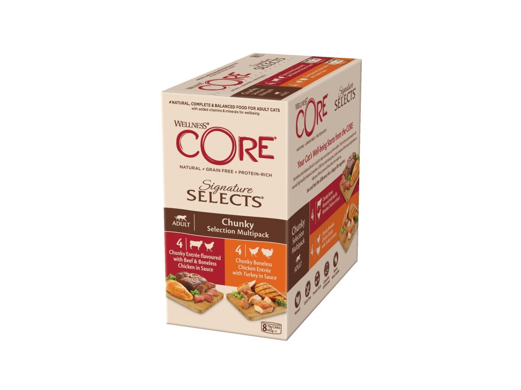 96514 konzerva wellness core cat selects chunky multipack 632g