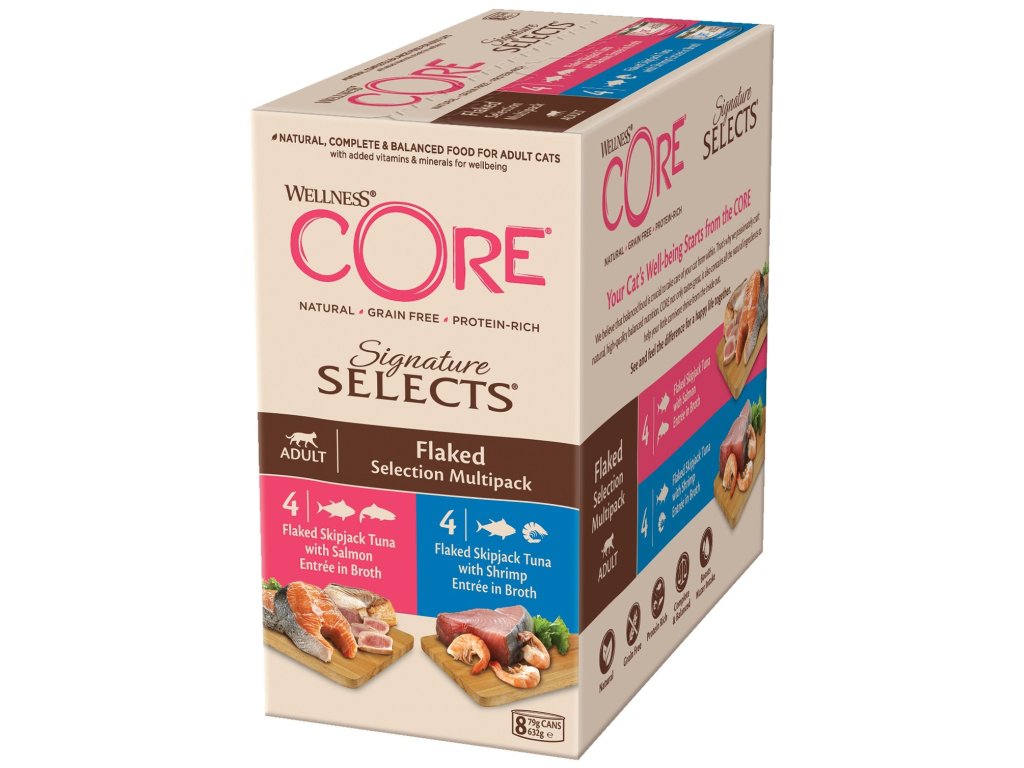 96517 konzerva wellness core cat selects flaked multipack 632g