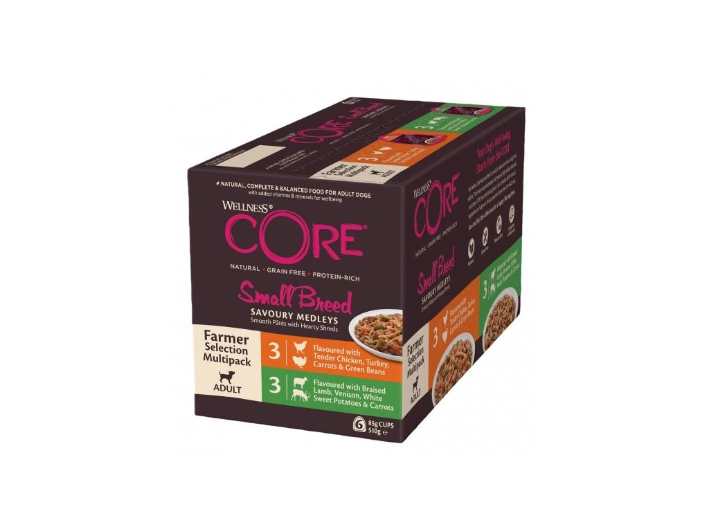 96682 24759 wellness core small breed savoury medleys farmer selection multipack 510 g