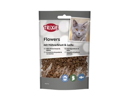 Pochoutka FLOWERS kuř.prsa a losos pro kočky 50g TR