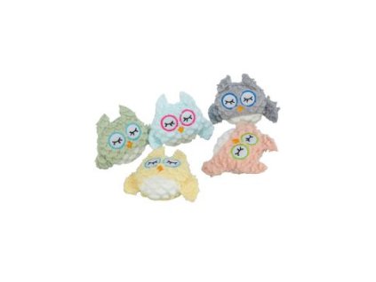 Hračka kočka Sovička s catnip, plyš, mix barev 11cm TR