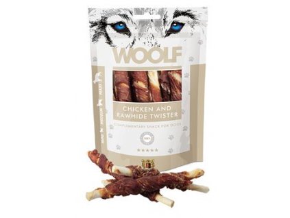 WOOLF pochoutka chicken and rawhide twister 100g