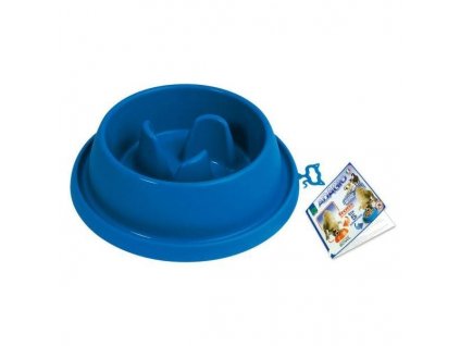 Plastová miska proti hltání s protiskluzem Argi - modrá - 31,5 x 9 cm