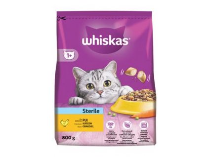 Whiskas Dry Sterile s kuřecím masem 800g