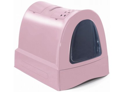 IMAC Krytý kočičí záchod s výsuvnou zásuvkou pro stelivo růžová- 40x56x42,5 cm - Růžová