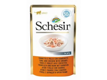 Schesir Cat kapsa Adult tuňák/kuře/krevety 50g