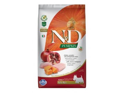 N&D Pumpkin DOG Adult Mini Chicken&Pomegranate 7kg - poškozený obal