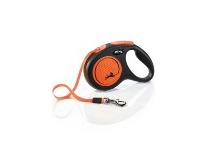Vodítko FLEXI Neon New M pásek 5m/25kg černá/oranžová
