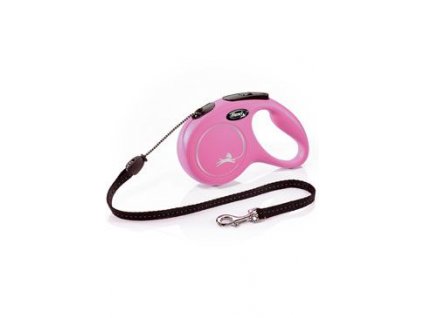 Vodítko FLEXI Classic New M lanko 5m/20kg růžová