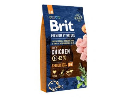 Brit Premium Dog by Nature Senior S+M 8kg - poškozený obal