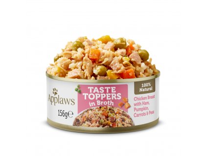 Applaws konzerva Dog Taste Toppers  Broth Kuře se šunkou 156g