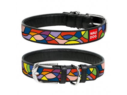 WAUDOG obojek kožený Vitrage černý (27-36cm/1,5cm)