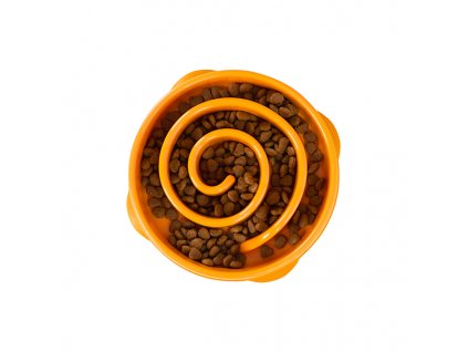 Zpomalovací miska Fun Feeder Swirl oranžová Medium