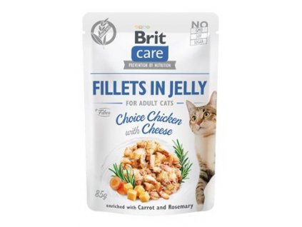 Brit Care Cat Fillets in Jelly Chicken&Cheese 85g - promo