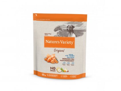 Nature's Variety Original mini adult dog bez obilovin s lososem 600 g - poškozený obal