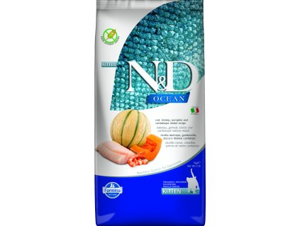 N&D OCEAN CAT Kitten Cod & Shrimp & Pumpkin&Melon 5kg - poškozený obal