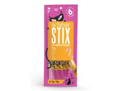 Schesir Cat pochoutka Stix Liquid Snack kuře 6x15g