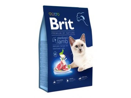 Brit Premium Cat by Nature Sterilized Lamb 8kg - poškozený obal