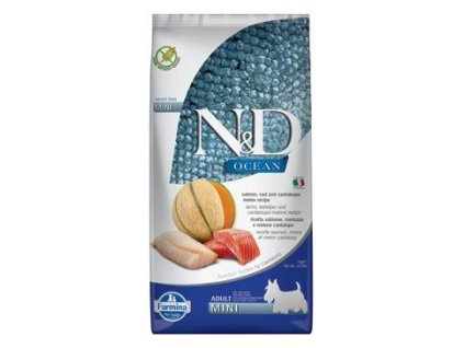 N&D OCEAN DOG Adult Mini Salmon & Cod & Melon 7kg - poškozený obal