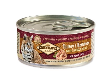 Carnilove White konz Mus Meat Turkey&Reindeer Cats 100g - promo