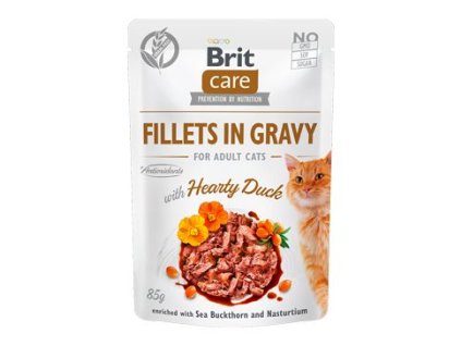 Brit Care Cat Fillets in Gravy Hearty Duck 85g - promo