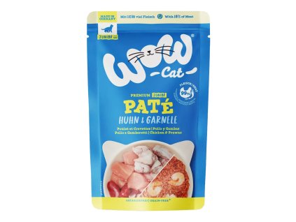 WOW Cat kapsička Paté Kuře s krevetami Kitten/Junior 125g