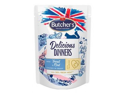 Butcher's Cat Delic. Dinner pstruh+treska kapsa 24 x 100g