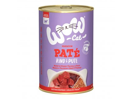 WOW Cat konzerva Paté Hovězí s krocanem Adult 400g