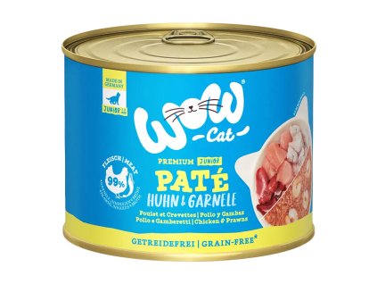 WOW Cat konzerva Paté Kuře s krevetami Kitten/Junior 200g