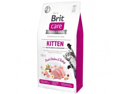 Brit Care Cat Grain-Free Kitten Healthy Growth & Development 7 kg - poškozený obal