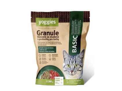 Yoggies Cat "Basic" granule pro kočky, lisované za studena s probiotiky 1,2kg